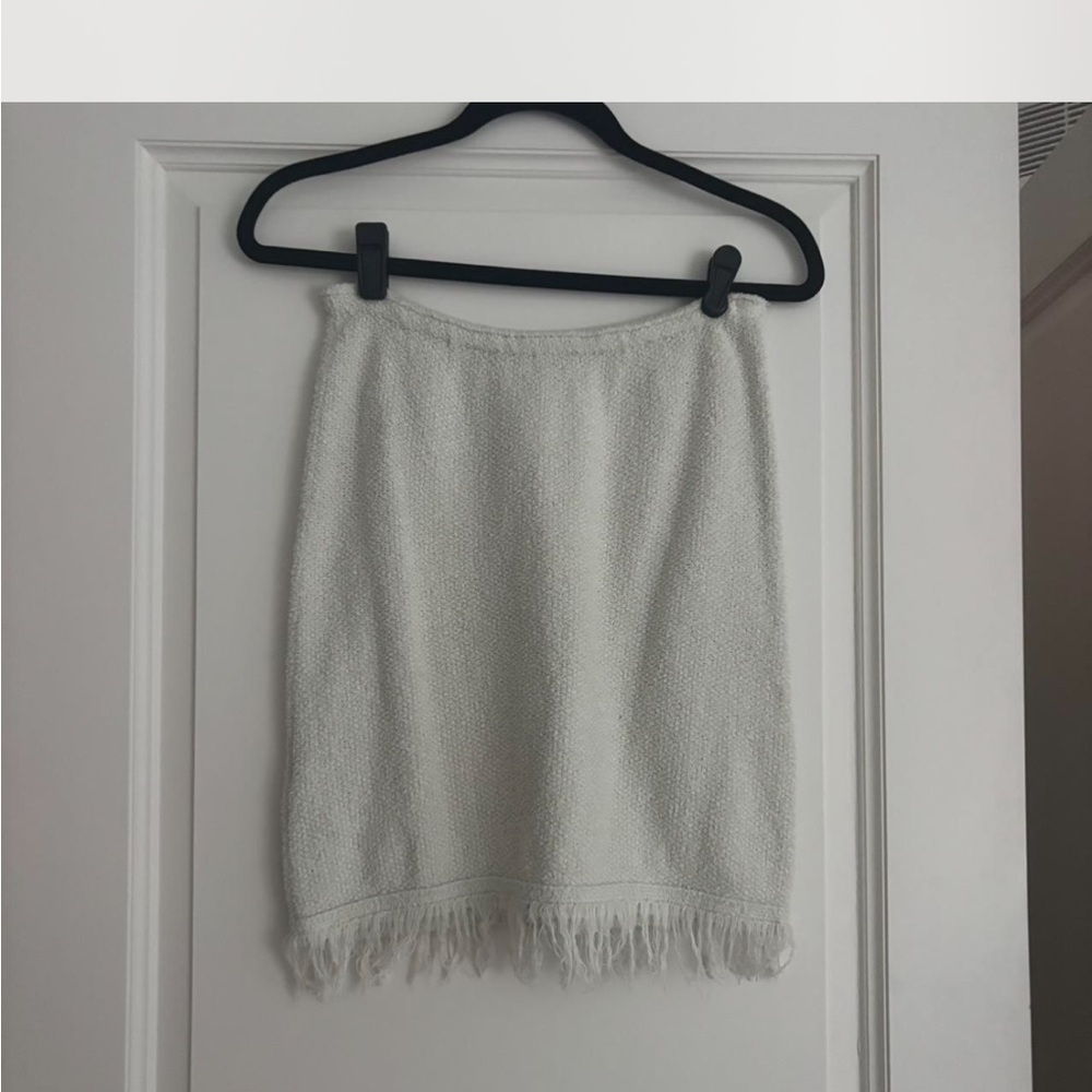 Prada White Mini Skirt with Fringe